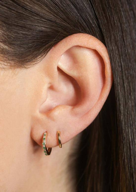  스코샤 이어링 에메랄드 & 다이아몬드 힌지 후프 귀걸이 - SCOSHA