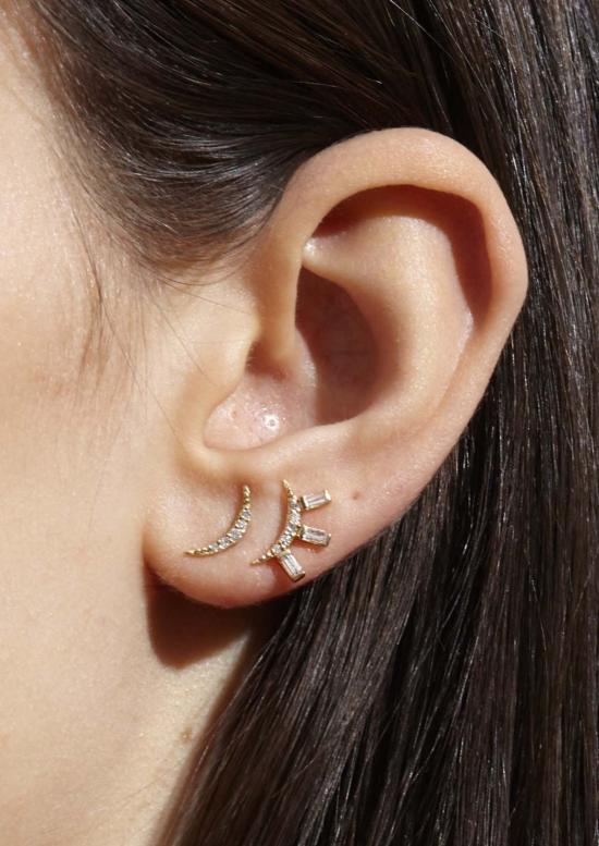  스코샤 이어링 다이아몬드 크레센트 스터드 - SCOSHA