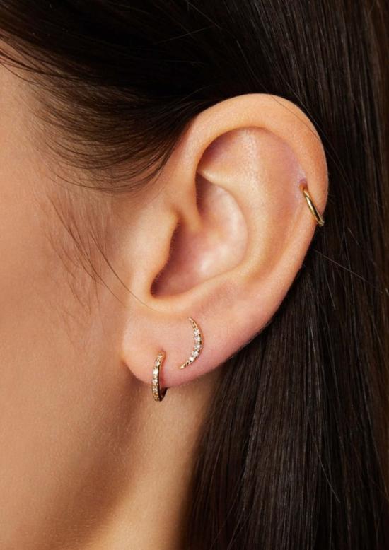  스코샤 이어링 다이아몬드 크레센트 스터드 - SCOSHA