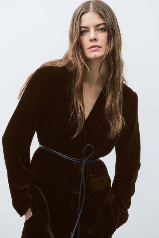  클로즈드 수트 자켓 닫힌 롤라 벨벳 블레이저 마쉬 그린