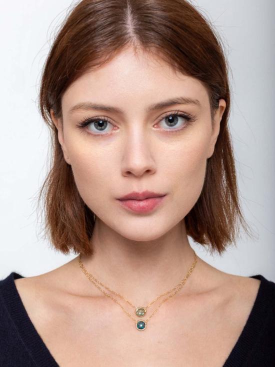  다나 켈린 목걸이/팬던트 그린 앤 티일 쿼츠 더블 네크리스 - DANA KELLIN