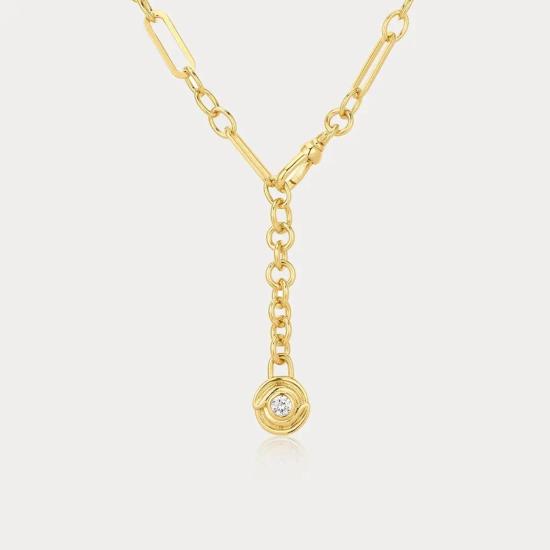  Luv AJ 목걸이/팬던트 러브 아즈 웨이브 베젤 라리아트 네크리스