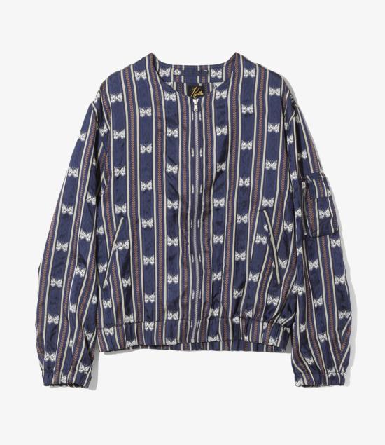  니들스 / 남성 라인 크루 파피용 스트라이프 자카드 QV105 NAVY BPG