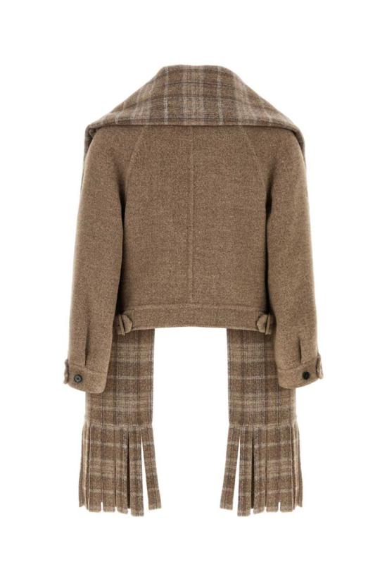 25FW 버버리 디테처블 스카프 울 블렌드 자켓 8114465 C3822 BISCUITBISCUITCHK - BURBERRY