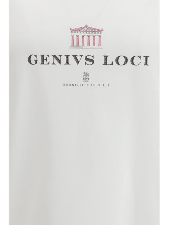 26SS 브루넬로 쿠치넬리 크루넥 프린트 코튼 저지 티셔츠 M0B138520 CFC06 WHITE - BRUNELLO CUCINELLI