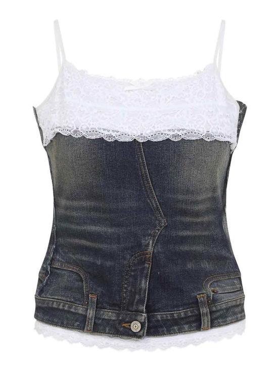 25FW 발렌시아가 민소매 티셔츠 838716TSWC45002 Dark Blue