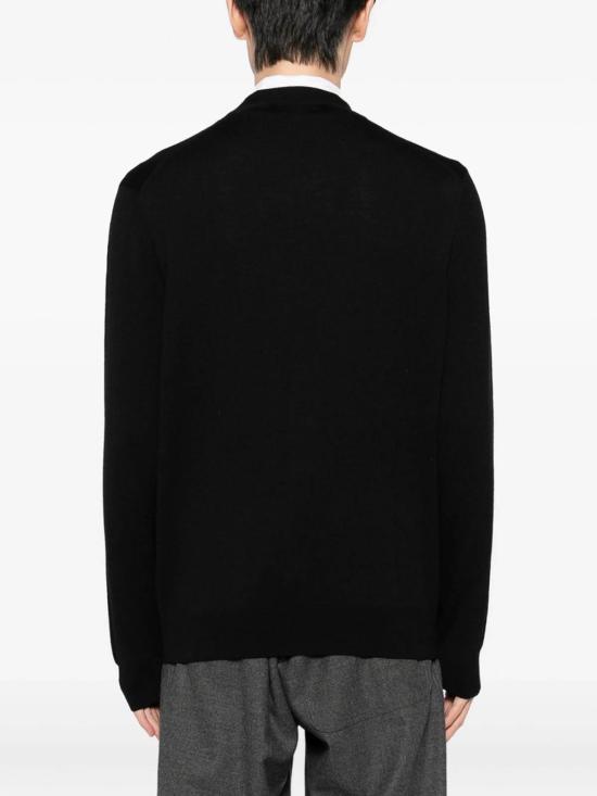  메종키츠네 폭스 헤드 메리노 레귤러 가디건 PM00501KT1181BLACK Black - MAISON KITSUNE