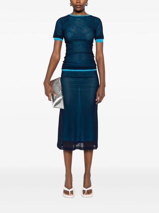  오프화이트 롱 스커트 OWCW00LF25JER0014870 Blue - OFF WHITE