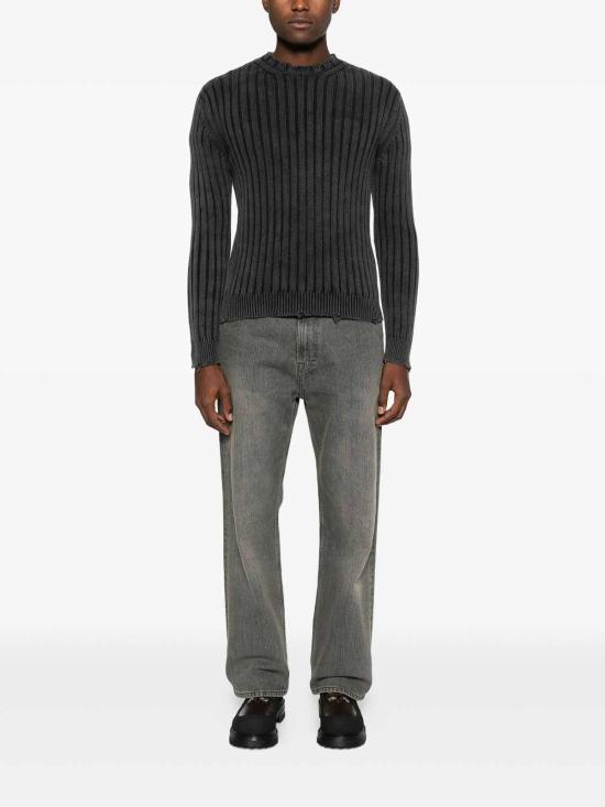 26FW 오프화이트 골지 디스트레스드 피니시 스웨터 OMHE20BF25KNI0011310 Grey - OFF WHITE