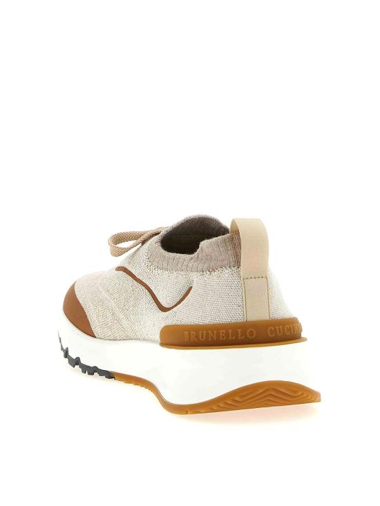  브루넬로 쿠치넬리 히트 본디드 디테일 테크노 코튼 니트 러너 스니커즈 MZUEHRO342CML37 Beige - BRUNELLO CUCINELLI