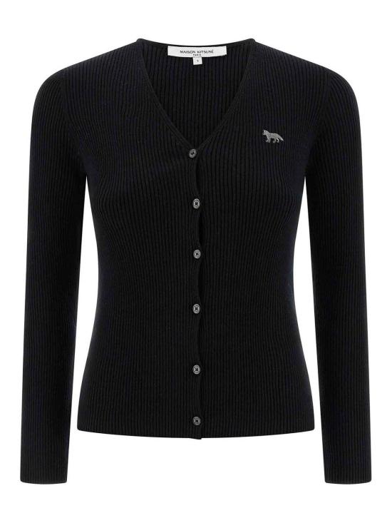  메종키츠네 베이비 폭스 파인 립 울 가디건 PW00513KT1155P199 Black