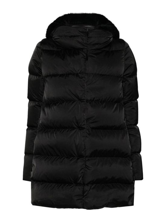  에르노 새틴 & 뉴 레이디 퍼 A셰이프 다운 자킷 PI001934D12170Z9300 Black