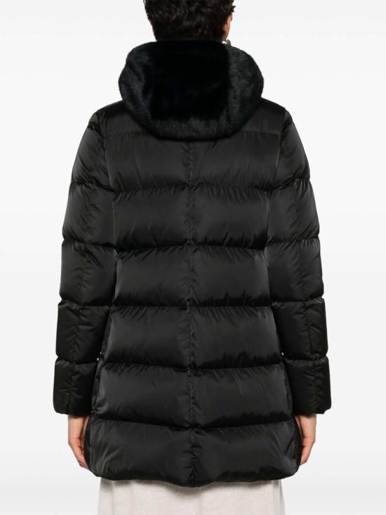  에르노 새틴 & 뉴 레이디 퍼 A셰이프 다운 자킷 PI001934D12170Z9300 Black - HERNO