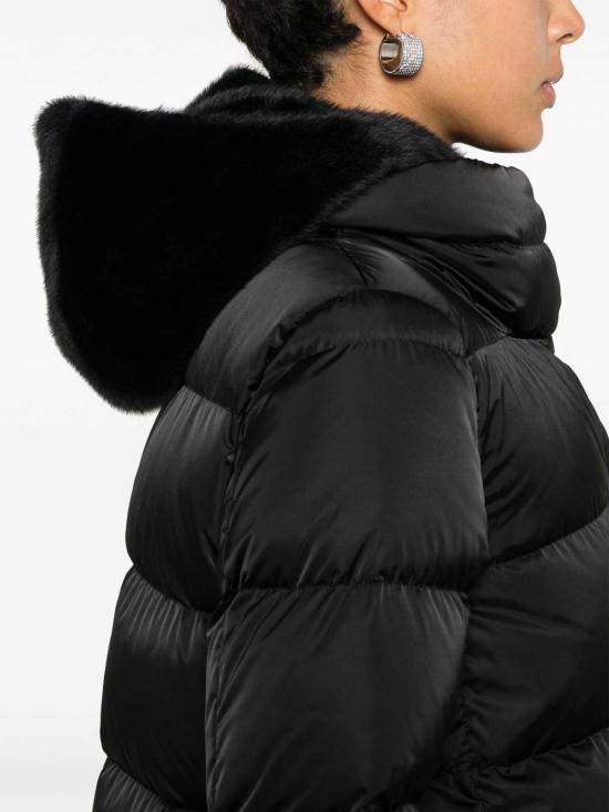  에르노 새틴 & 뉴 레이디 퍼 A셰이프 다운 자킷 PI001934D12170Z9300 Black - HERNO