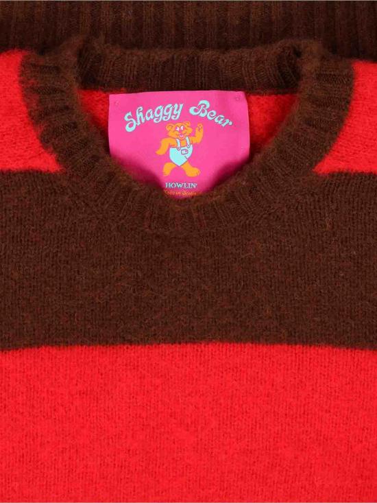 25FW 하울린 쉐기 베어 스웨터 SHAGGYBEARCHUNKYSTRIPESMOCHABOOM Brown - HOWLIN