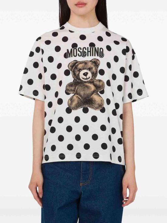  모스키노 반팔 티셔츠 071754412003 Cream - MOSCHINO