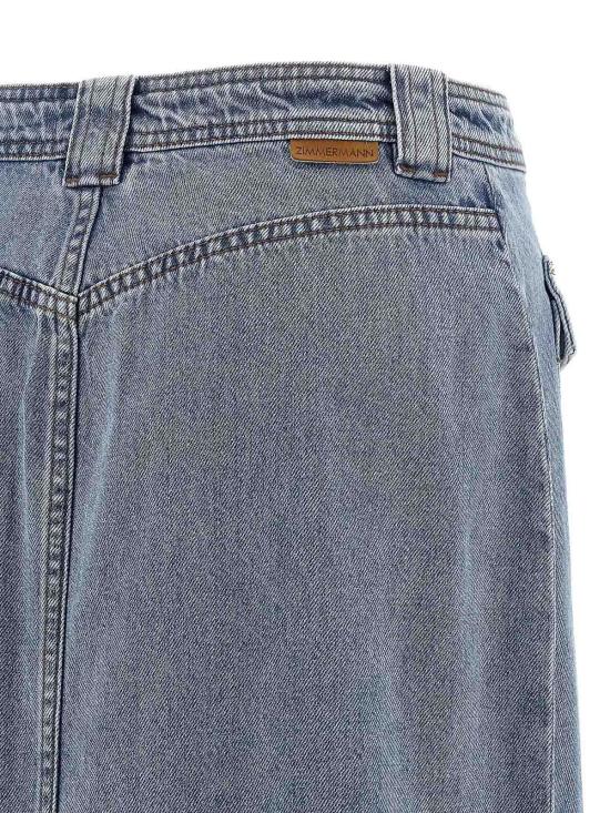  짐머만 미디 스커트 5395SF25RDWBL Light Blue - ZIMMERMANN