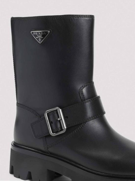  프라다 메탈 버클 레더 부츠 1U187OF050UZEF0002 Black - PRADA
