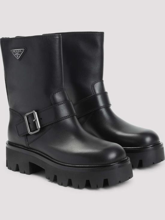  프라다 메탈 버클 레더 부츠 1U187OF050UZEF0002 Black - PRADA