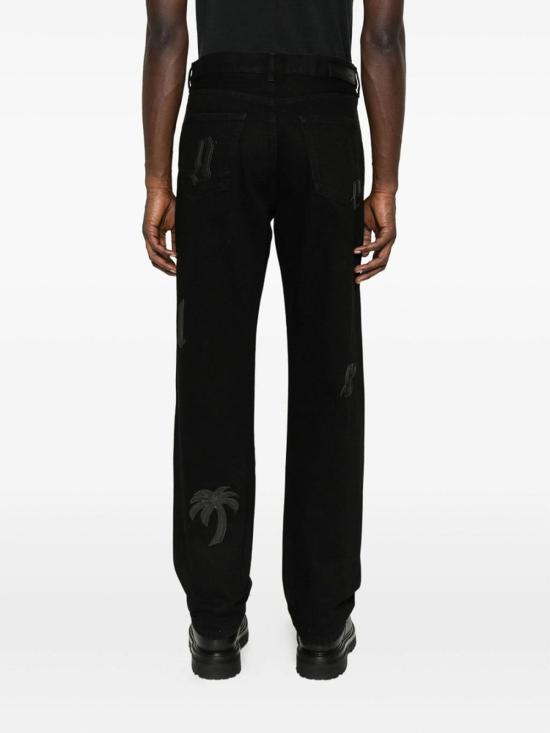  팜앤젤스 로고 디테일 데님 팬츠 PMYA041F25DEN0011010 Black - PALM ANGELS