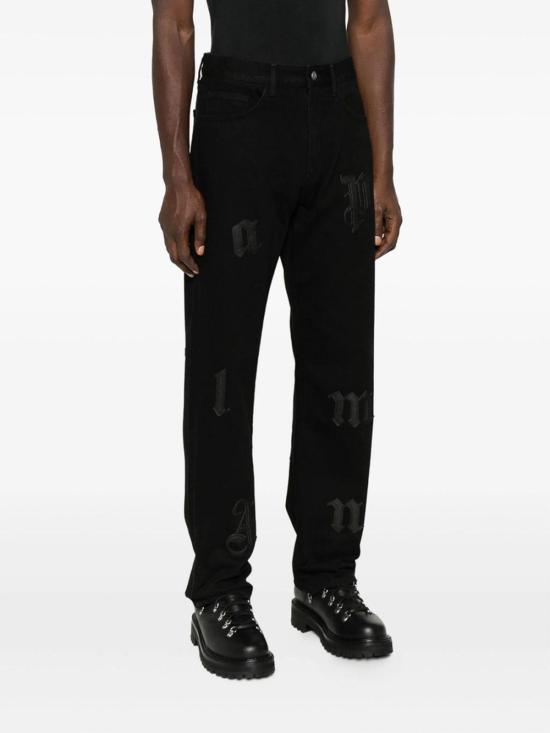  팜앤젤스 로고 디테일 데님 팬츠 PMYA041F25DEN0011010 Black - PALM ANGELS