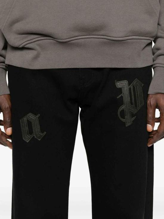  팜앤젤스 로고 디테일 데님 팬츠 PMYA041F25DEN0011010 Black - PALM ANGELS