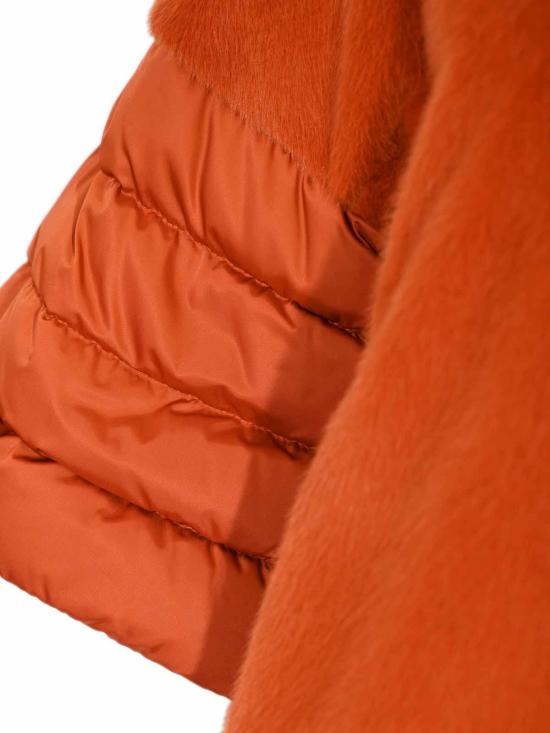  에르노 새틴 & 레이디 얼터너티브 퍼 케이프 다운 자켓 PI002132D12170Z5510 Orange - HERNO