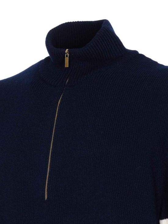  톰브라운 메리노 울 4-바 퍼널 넥 풀오버 MKA567AY1029415 Blue - THOM BROWNE