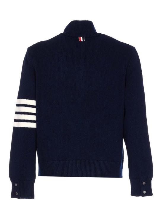  톰브라운 메리노 울 4-바 퍼널 넥 풀오버 MKA567AY1029415 Blue - THOM BROWNE