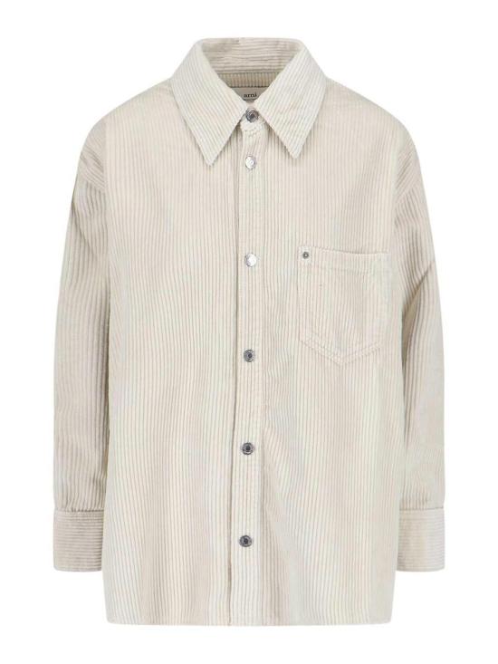 25FW 아미 코듀로이 벨벳 사이드 슬릿 오버셔츠 USH793CO0131185 White