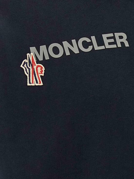  몽클레어 로고 코튼 후드 K20978G0001780451740 Blue - MONCLER
