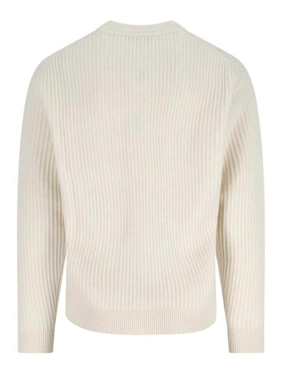 25FW 메종키츠네 폭스 헤드 울 립드 스웨터 PM00811KT1149P700 White - MAISON KITSUNE