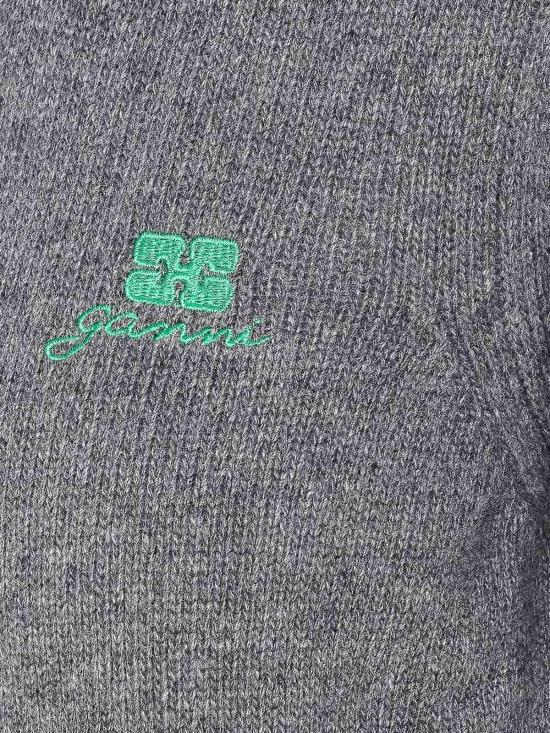 25FW 가니 그레이 울 믹스 가디건 가니 K2592220 Grey - GANNI