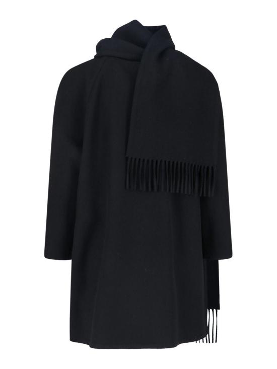 25FW 발렌시아가 프린지 디테일 코트 850604TTU131000 Black - BALENCIAGA