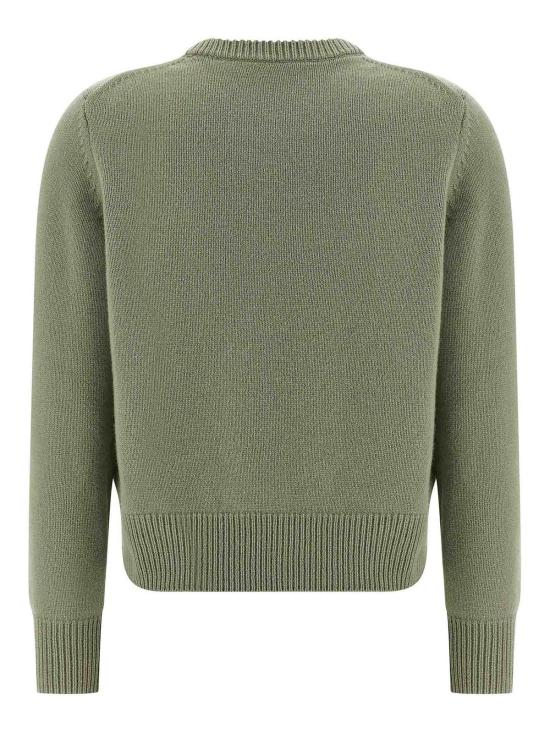 25FW 메종키츠네 폭스 헤드 인타르시아 메리노 스웨터 NW00808KM03290396 Green - MAISON KITSUNE