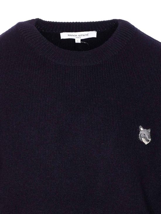 25FW 메종키츠네 폭스 헤드 밀라노 램스울 스웨터 PM00817KT11800413 Blue - MAISON KITSUNE