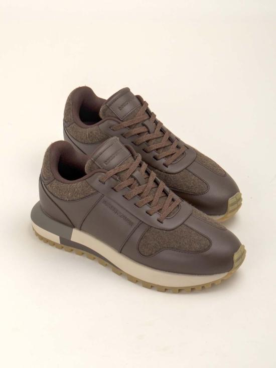 25FW 엠포리오 아르마니 스니커즈 EM002851AF18013Z6004 Brown - EMPORIO ARMANI