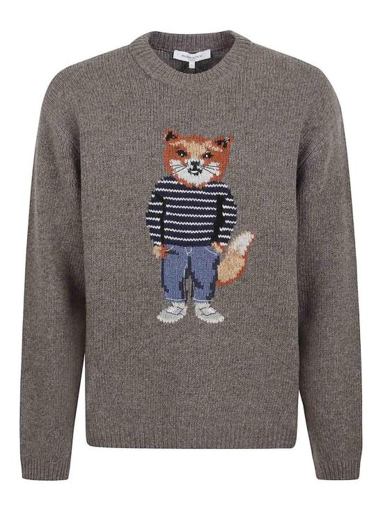 25FW 메종키츠네 드레스드 폭스 인타르시아 울 스웨터 PM00806KH0002H170 Grey
