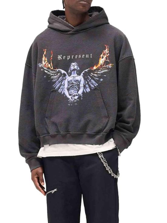 25FW 리프레젠트 후드 티셔츠 MLM10036646 Grey - REPRESENT