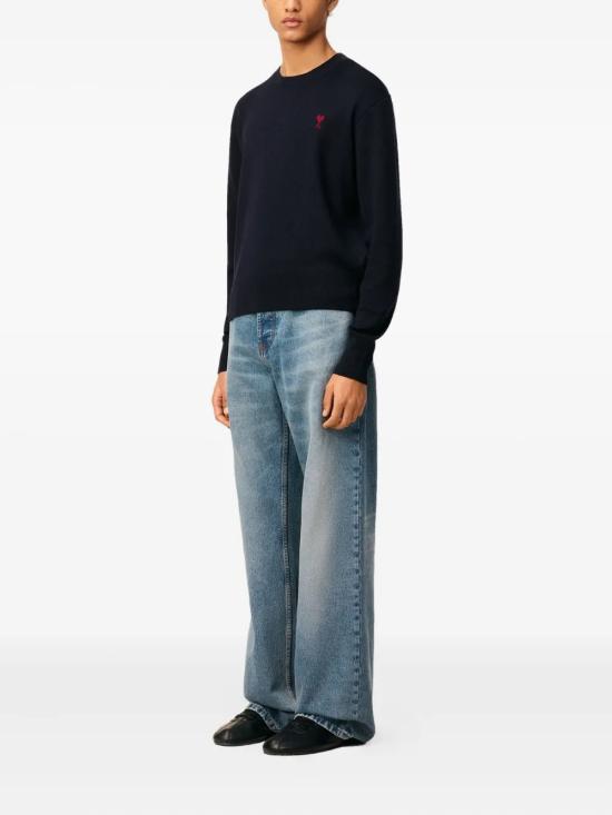 25FW 아미 ADC 크루넥 스웨터 HKS826 001 414 Navy red - AMI