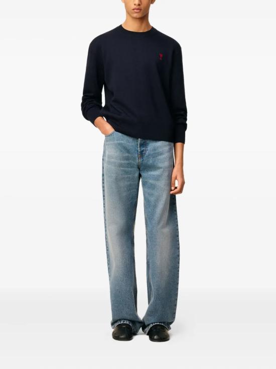 25FW 아미 ADC 크루넥 스웨터 HKS826 001 414 Navy red - AMI