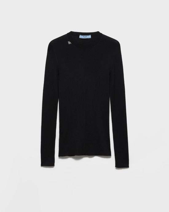 26FW 프라다 울 크루넥 스웨터 P24Z2C18PXF0002 S OOO Black