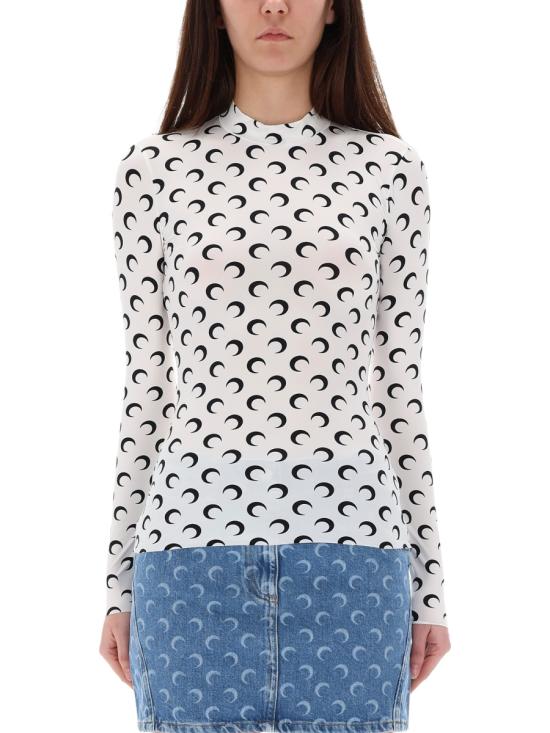 25FW 마린세르 문 프린티드 저지 롱슬리브 하이텍 탑 WTS005A CJER0001WH00 WHITE