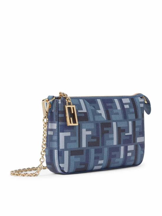 25FW 펜디 FF 패브릭 체인 바게트 파우치 8BS073AV1YF1LAZ Blue - FENDI