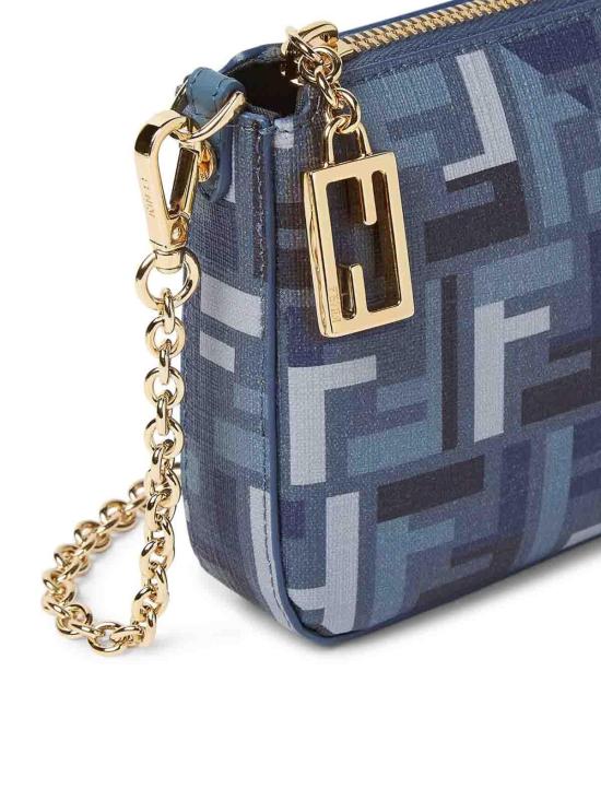 25FW 펜디 FF 패브릭 체인 바게트 파우치 8BS073AV1YF1LAZ Blue - FENDI