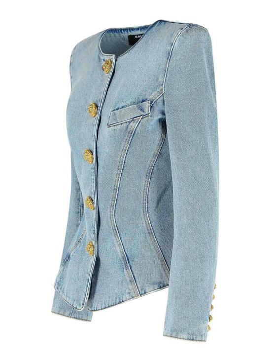  발망 탑 FF0SK692DF976AW Light Blue - BALMAIN