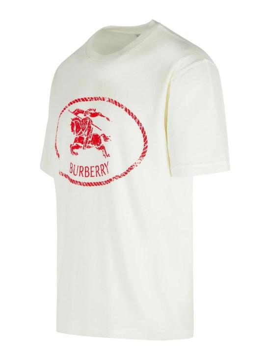 25FW 버버리 릴렉스드 핏 나이트 스탬프 코튼 블렌드 티셔츠 8112367 White - BURBERRY