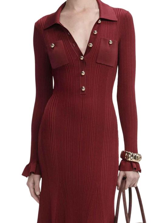 25FW 셀프 포트레이트 미디 스커트 AW25008MABUBURGUNDY Red - SELF PORTRAIT