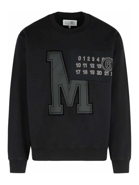  MM6 메종마르지엘라 라지 M 로고 넘버 프린트 스웨트 셔츠 SH0GU0029M25014900 Black