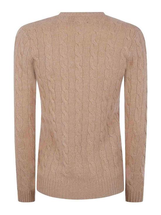  폴로 랄프로렌 포니 로고 자수 케이블 니트 v넥 스웨터 211971866002 Brown - POLO RALPH LAUREN